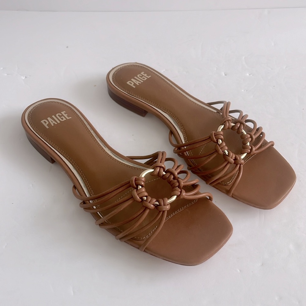 PAIGE $239 Women’s Daya Slide Sandal Cognac Color Size 7.5 New - Picture 6 of 8